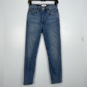 RE/DONE 90s High Rise Ankle Crop Mid 70s Wash Sz 25 Casual Classic Closet Staple